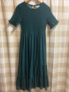Polagram Teal Maxi Dress with Smocked Bodice